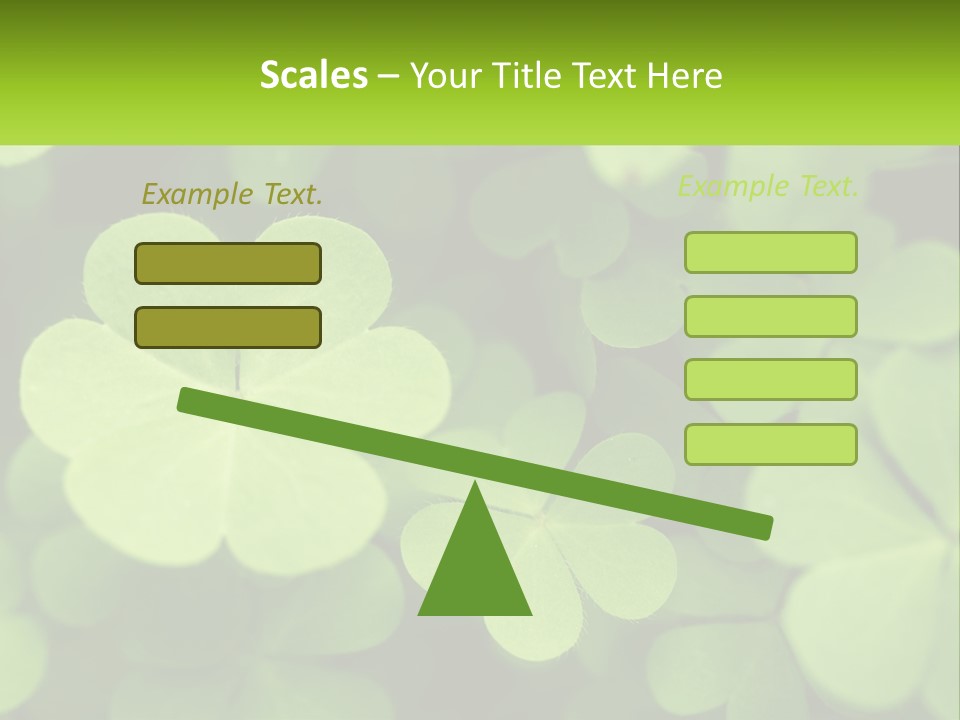 A Group Of Four Leaf Clovers With A Green Background PowerPoint Template
