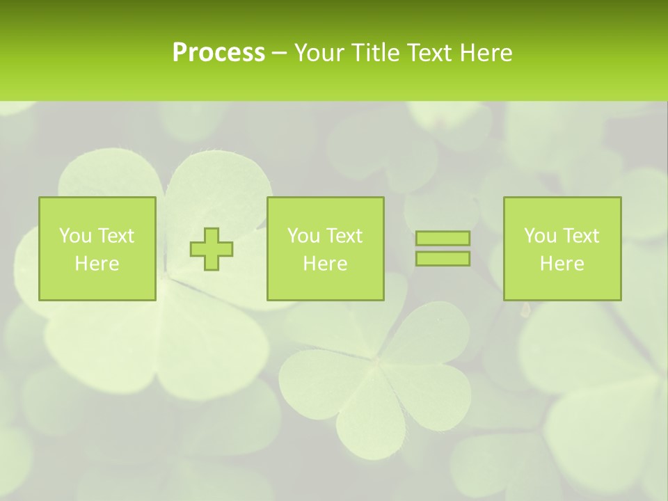 A Group Of Four Leaf Clovers With A Green Background PowerPoint Template