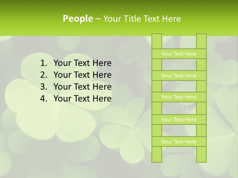 A Group Of Four Leaf Clovers With A Green Background PowerPoint Template