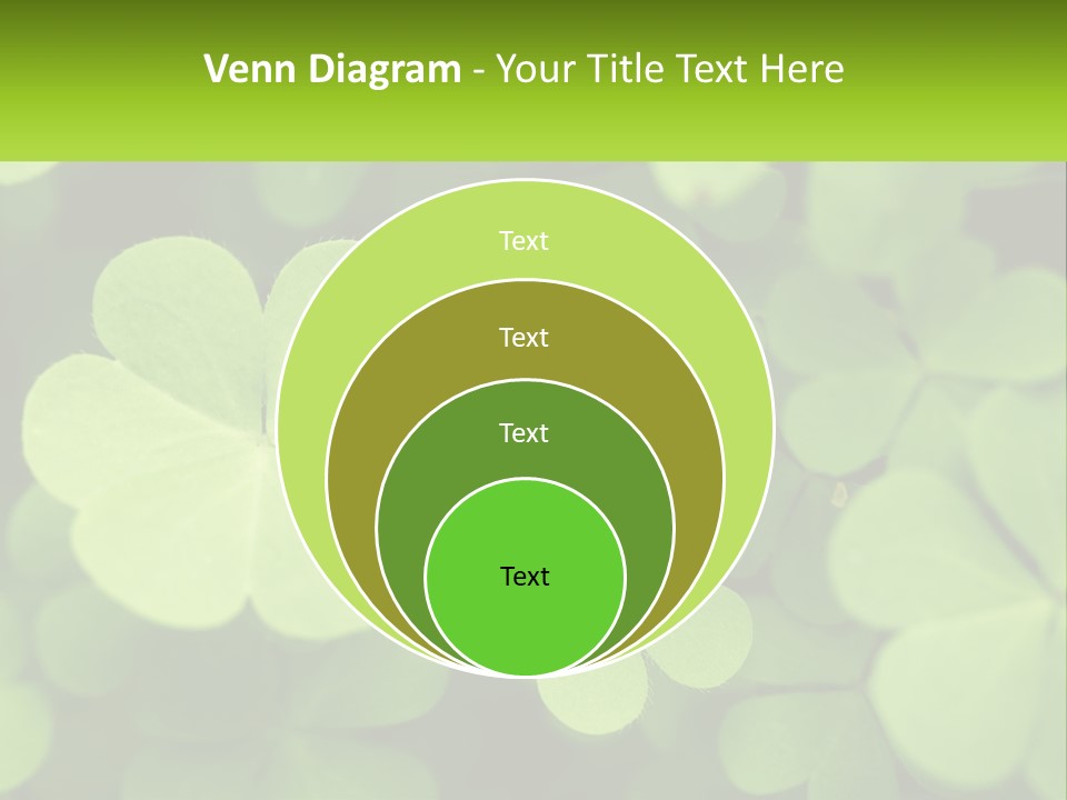 A Group Of Four Leaf Clovers With A Green Background PowerPoint Template