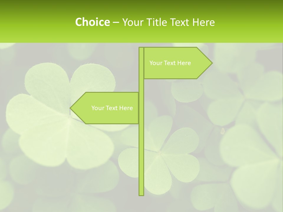 A Group Of Four Leaf Clovers With A Green Background PowerPoint Template