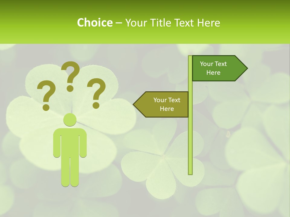 A Group Of Four Leaf Clovers With A Green Background PowerPoint Template
