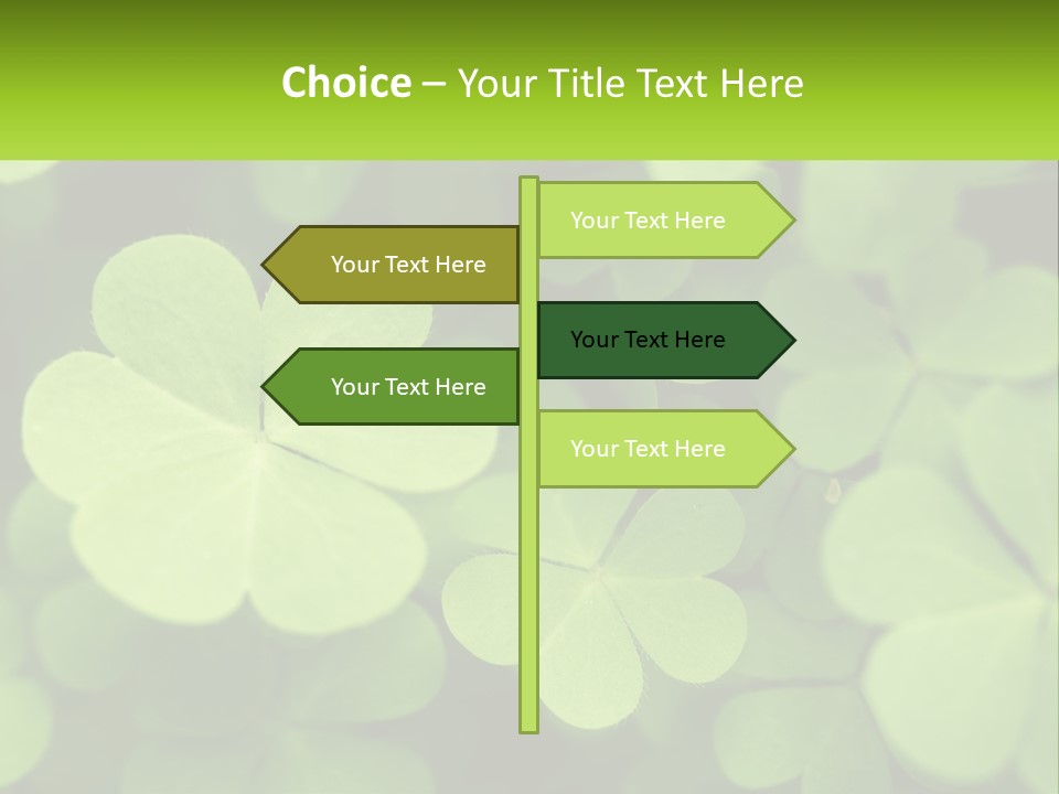 A Group Of Four Leaf Clovers With A Green Background PowerPoint Template