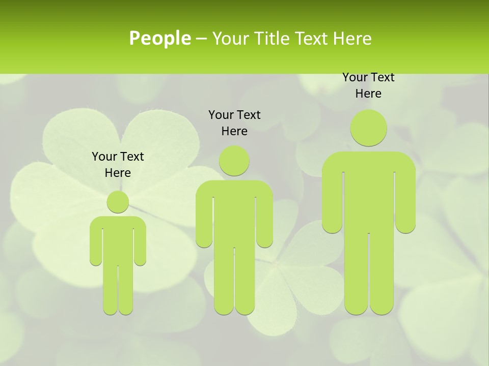 A Group Of Four Leaf Clovers With A Green Background PowerPoint Template