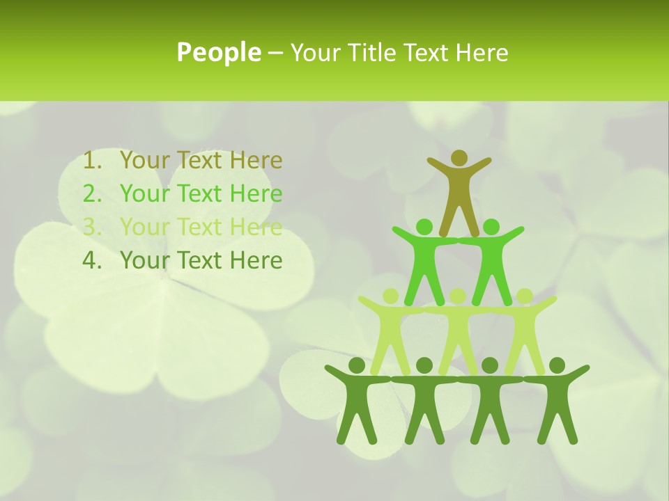 A Group Of Four Leaf Clovers With A Green Background PowerPoint Template