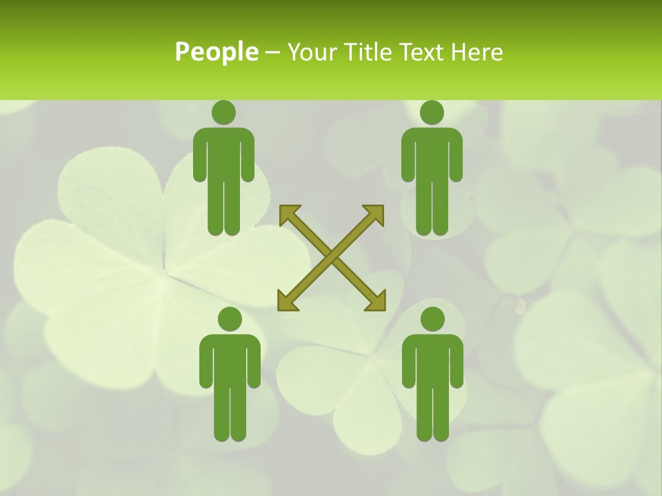 A Group Of Four Leaf Clovers With A Green Background PowerPoint Template