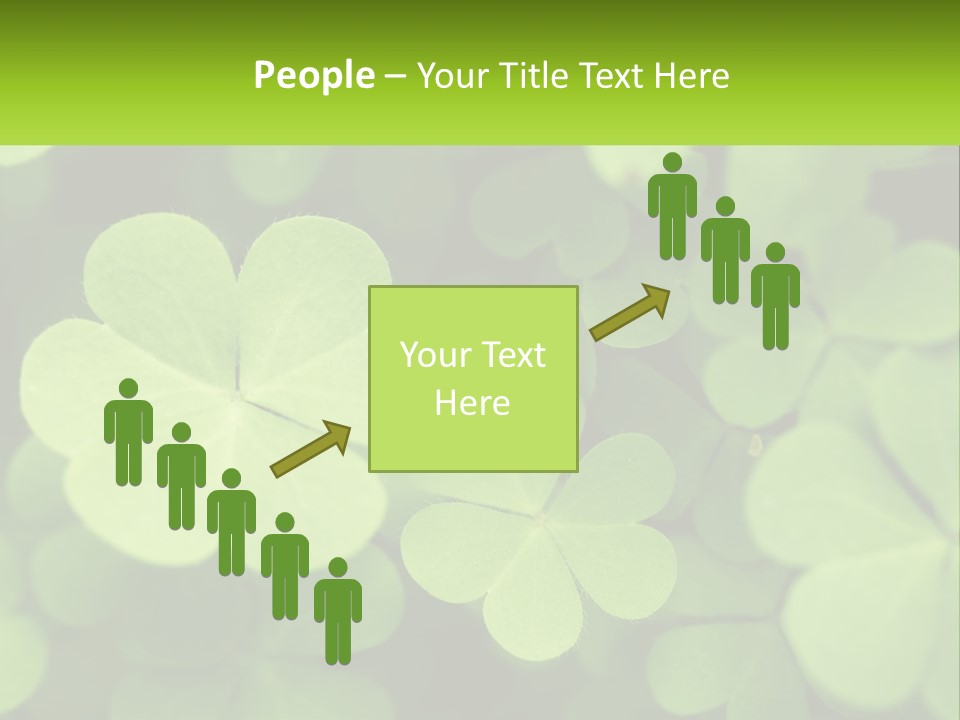 A Group Of Four Leaf Clovers With A Green Background PowerPoint Template
