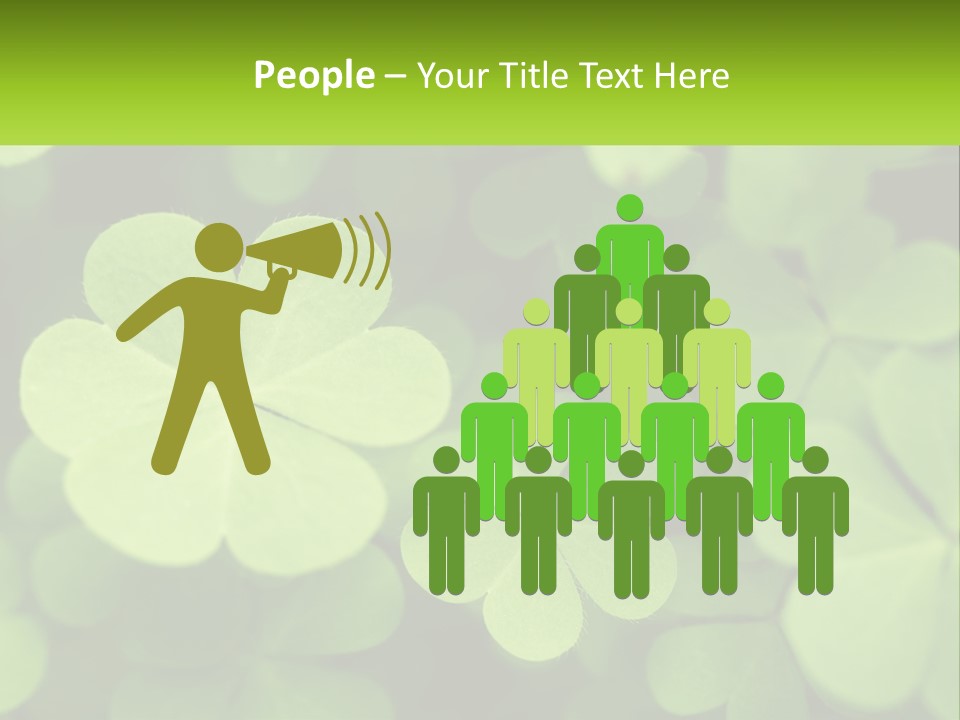 A Group Of Four Leaf Clovers With A Green Background PowerPoint Template