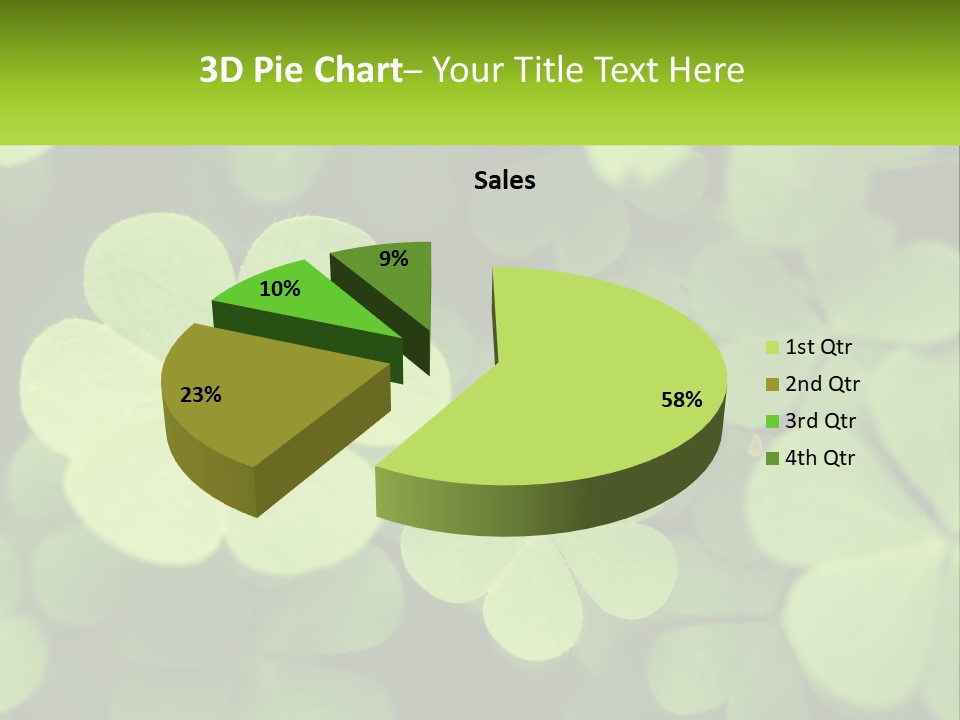 A Group Of Four Leaf Clovers With A Green Background PowerPoint Template