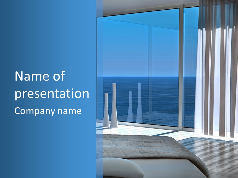 A Bedroom With A View Of The Ocean PowerPoint Template