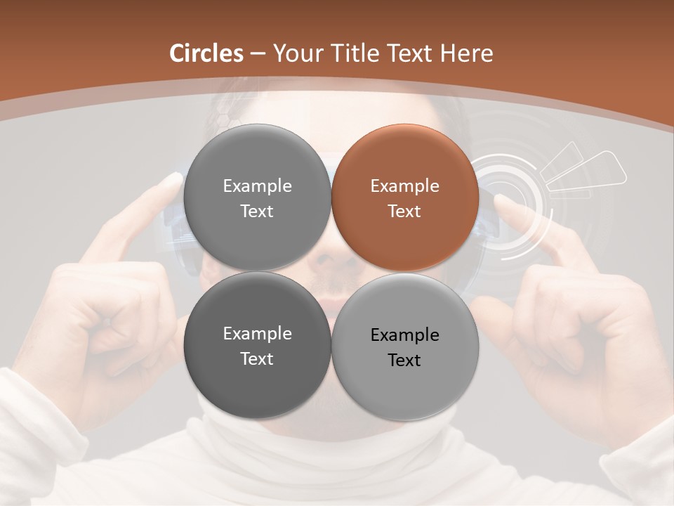 A Man Holding A Virtual Device Over His Eyes PowerPoint Template