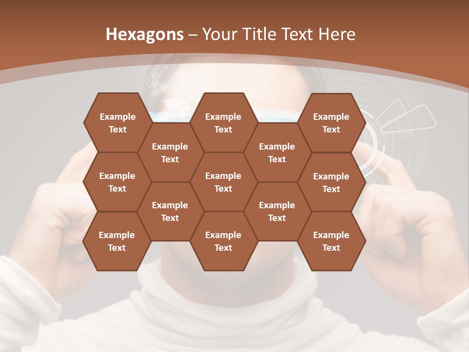 A Man Holding A Virtual Device Over His Eyes PowerPoint Template