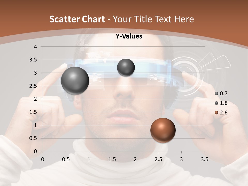 A Man Holding A Virtual Device Over His Eyes PowerPoint Template