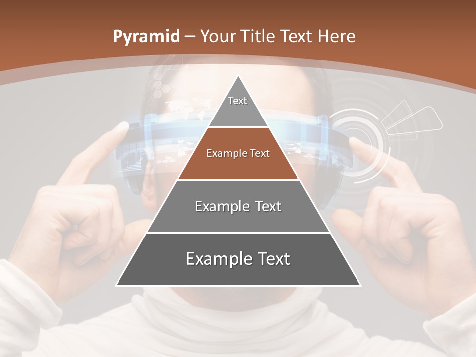 A Man Holding A Virtual Device Over His Eyes PowerPoint Template