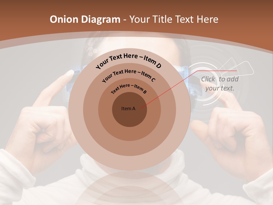 A Man Holding A Virtual Device Over His Eyes PowerPoint Template