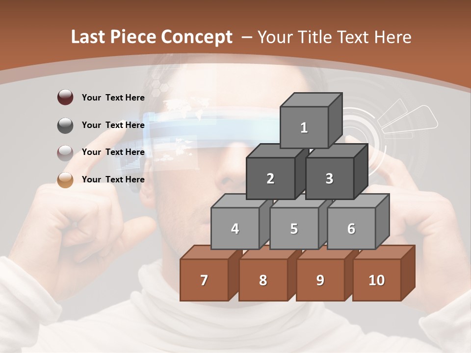 A Man Holding A Virtual Device Over His Eyes PowerPoint Template