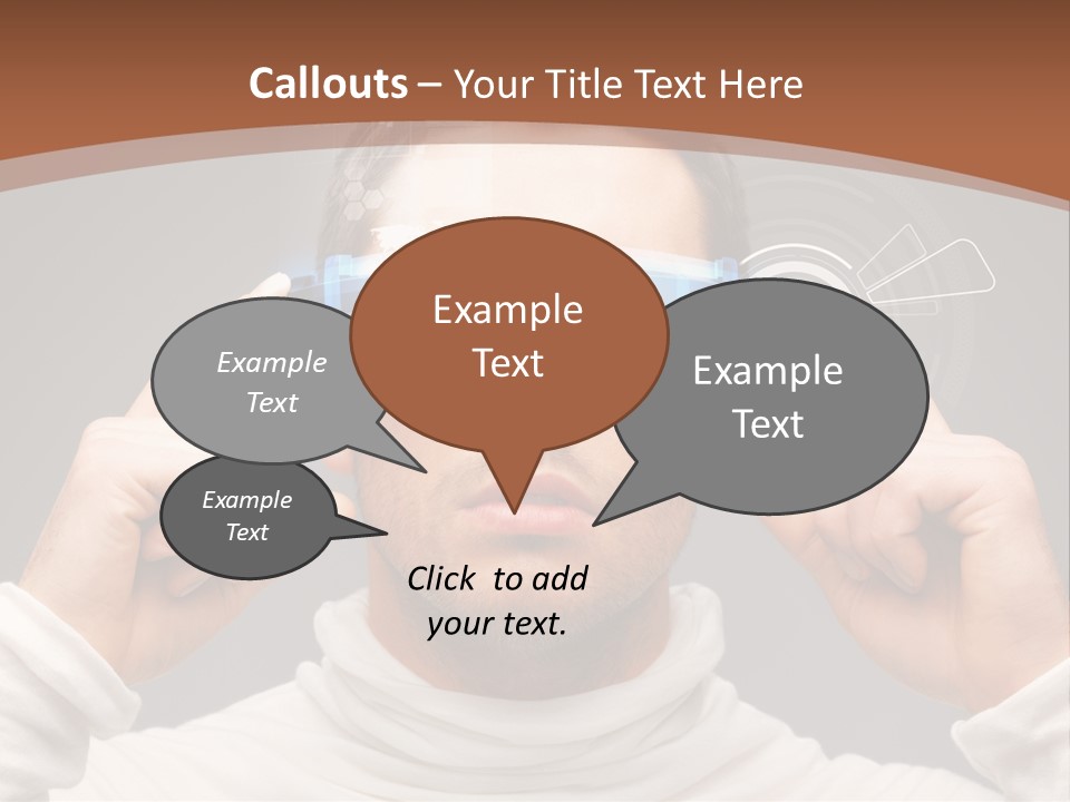 A Man Holding A Virtual Device Over His Eyes PowerPoint Template