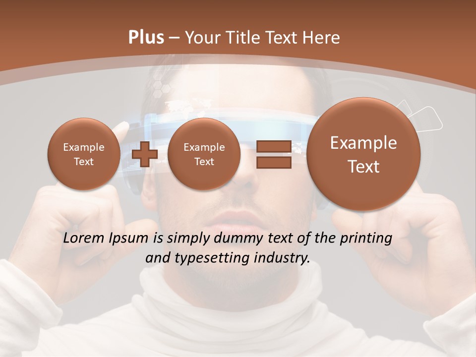 A Man Holding A Virtual Device Over His Eyes PowerPoint Template