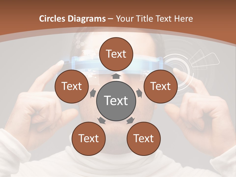 A Man Holding A Virtual Device Over His Eyes PowerPoint Template