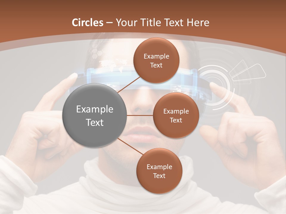 A Man Holding A Virtual Device Over His Eyes PowerPoint Template