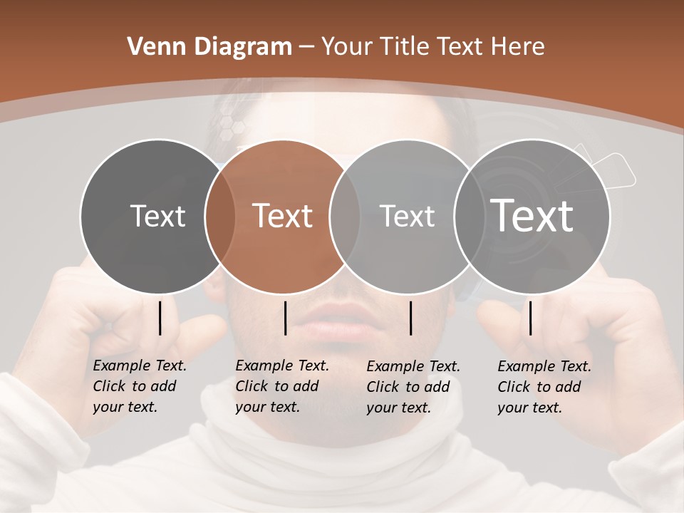 A Man Holding A Virtual Device Over His Eyes PowerPoint Template