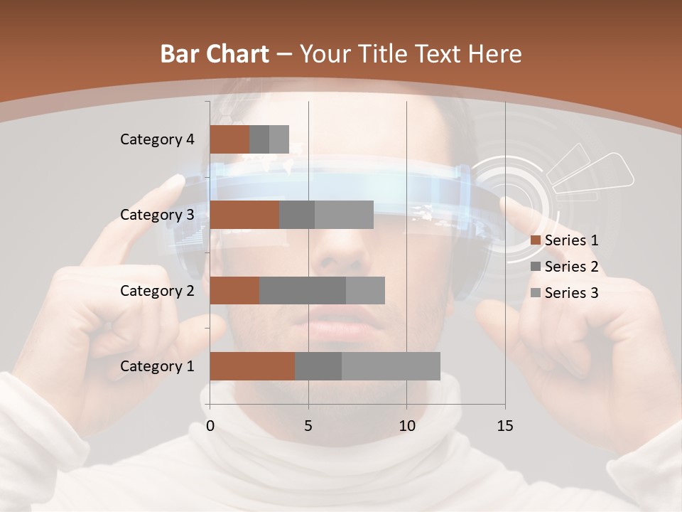 A Man Holding A Virtual Device Over His Eyes PowerPoint Template