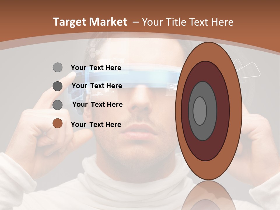 A Man Holding A Virtual Device Over His Eyes PowerPoint Template