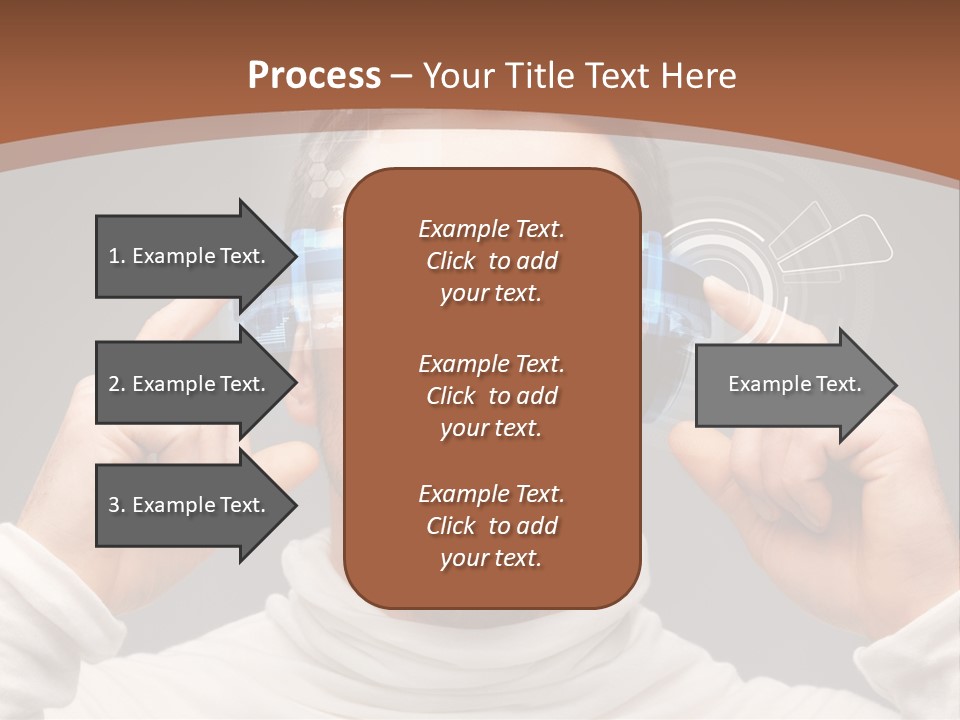 A Man Holding A Virtual Device Over His Eyes PowerPoint Template