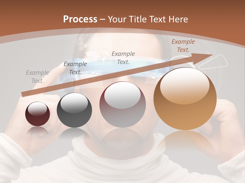 A Man Holding A Virtual Device Over His Eyes PowerPoint Template