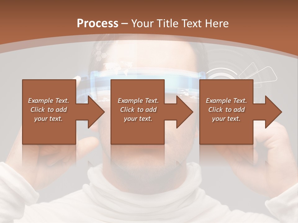 A Man Holding A Virtual Device Over His Eyes PowerPoint Template