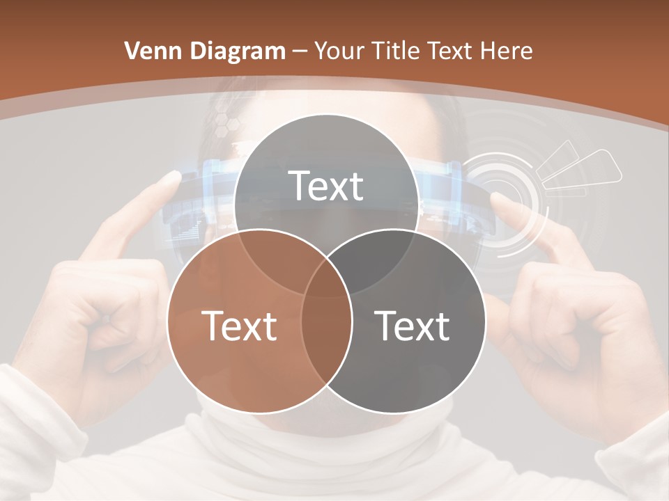 A Man Holding A Virtual Device Over His Eyes PowerPoint Template