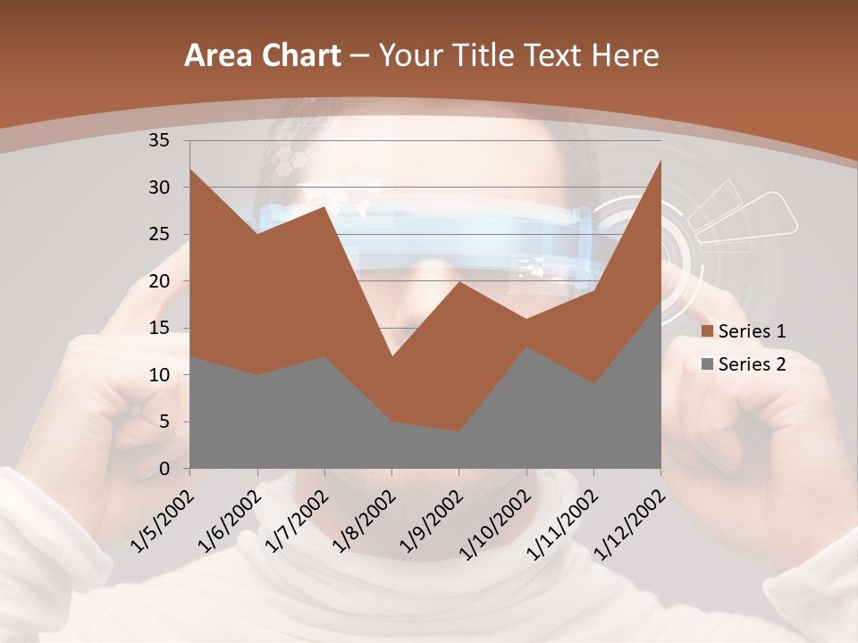 A Man Holding A Virtual Device Over His Eyes PowerPoint Template