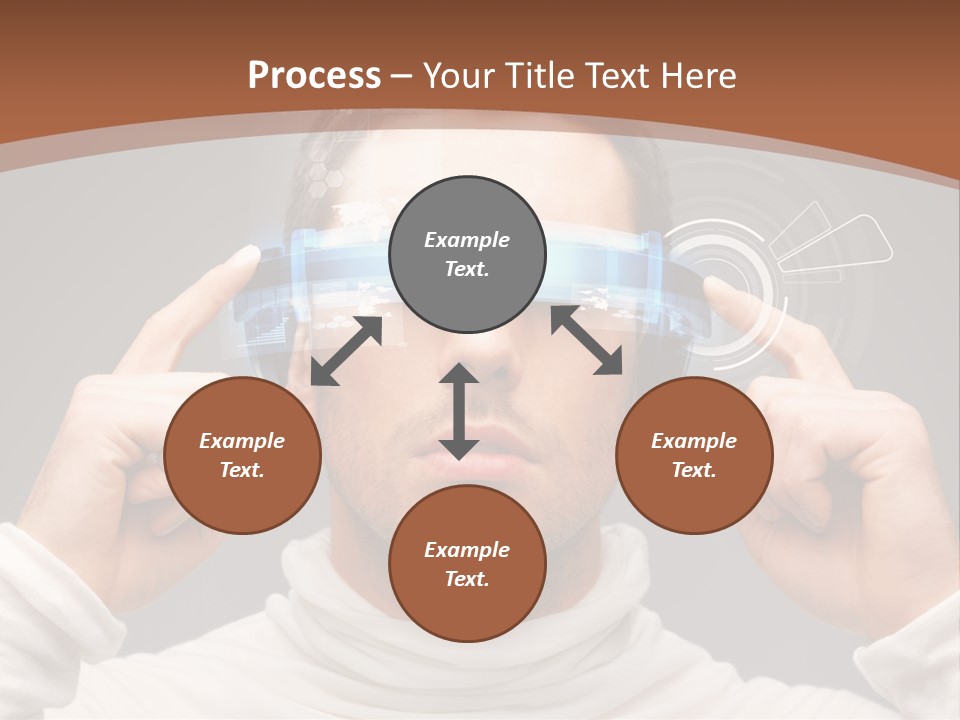 A Man Holding A Virtual Device Over His Eyes PowerPoint Template