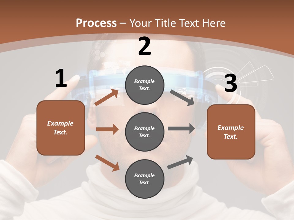 A Man Holding A Virtual Device Over His Eyes PowerPoint Template