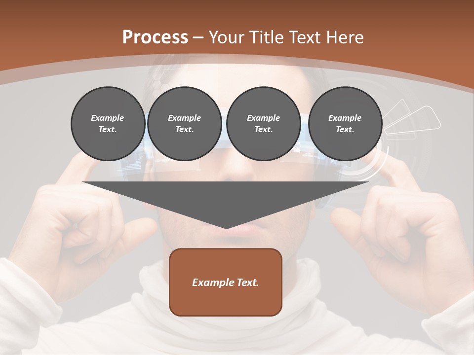 A Man Holding A Virtual Device Over His Eyes PowerPoint Template