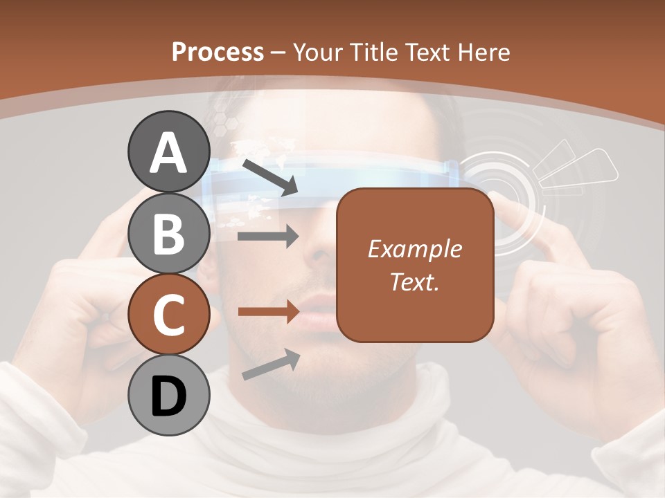A Man Holding A Virtual Device Over His Eyes PowerPoint Template
