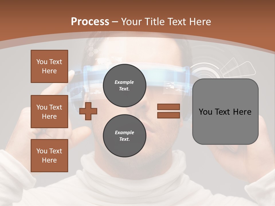 A Man Holding A Virtual Device Over His Eyes PowerPoint Template