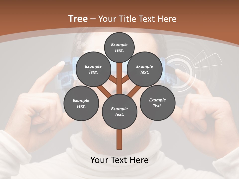 A Man Holding A Virtual Device Over His Eyes PowerPoint Template