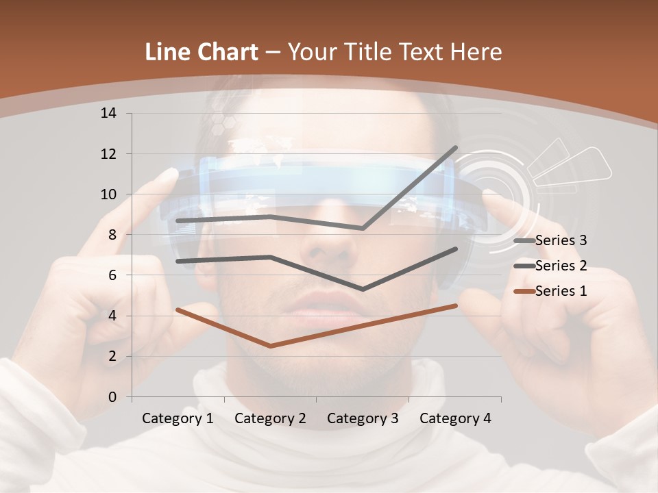 A Man Holding A Virtual Device Over His Eyes PowerPoint Template
