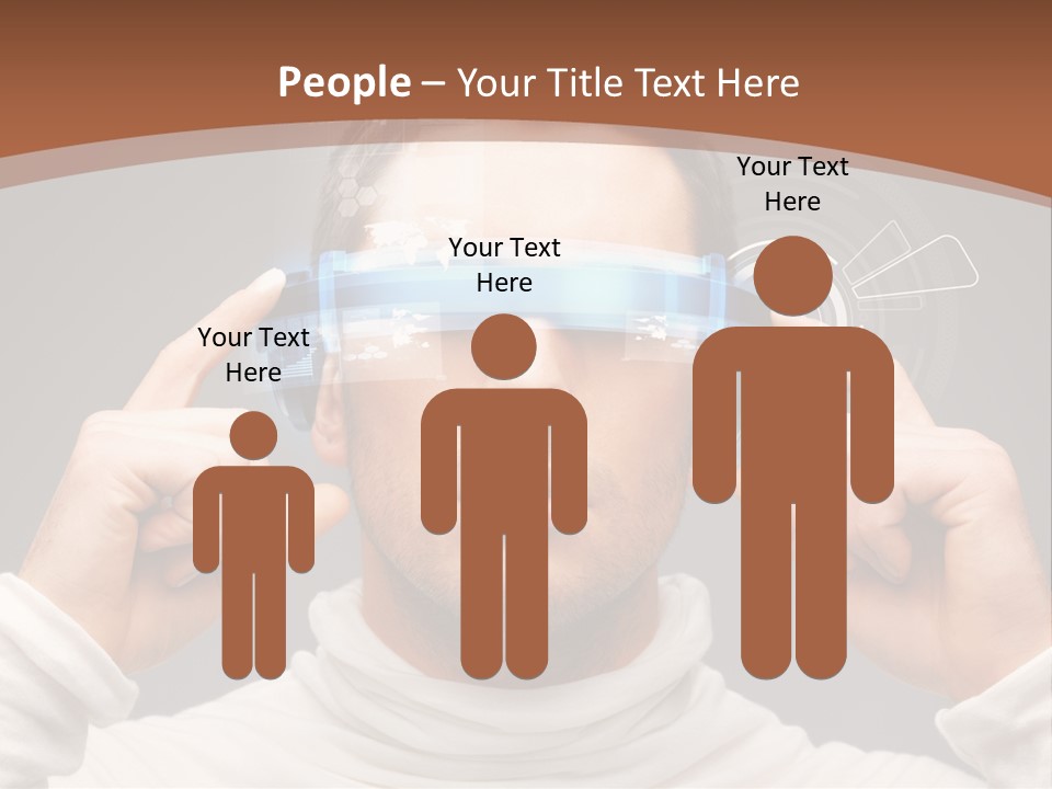 A Man Holding A Virtual Device Over His Eyes PowerPoint Template