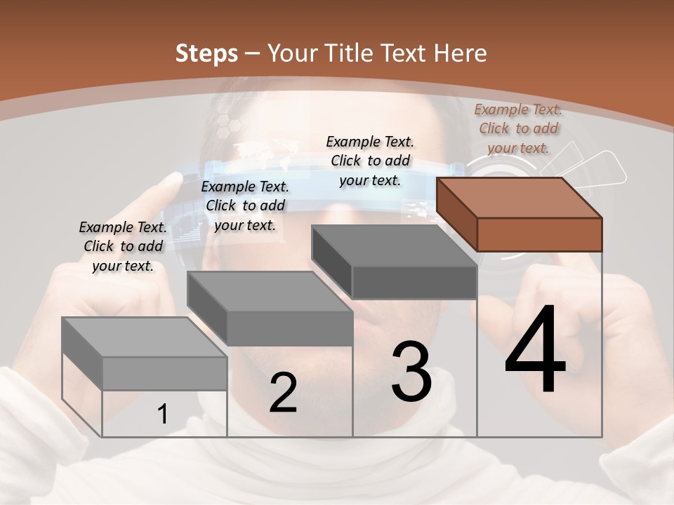 A Man Holding A Virtual Device Over His Eyes PowerPoint Template