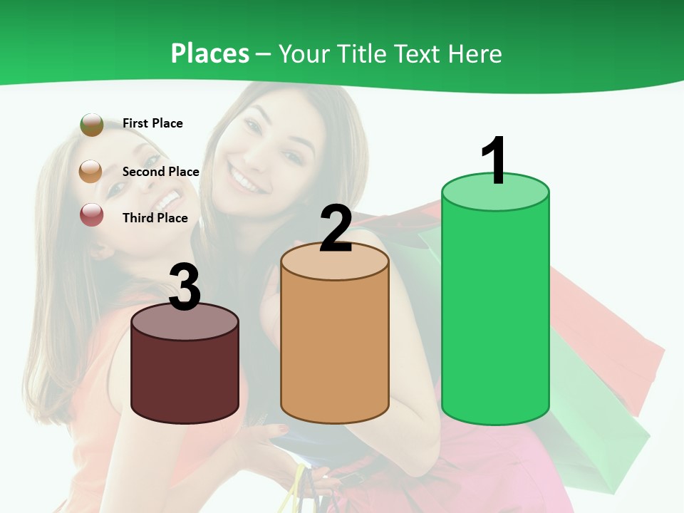 Two Beautiful Young Women Carrying Shopping Bags Powerpoint Template PowerPoint Template