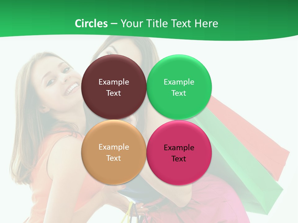 Two Beautiful Young Women Carrying Shopping Bags Powerpoint Template PowerPoint Template