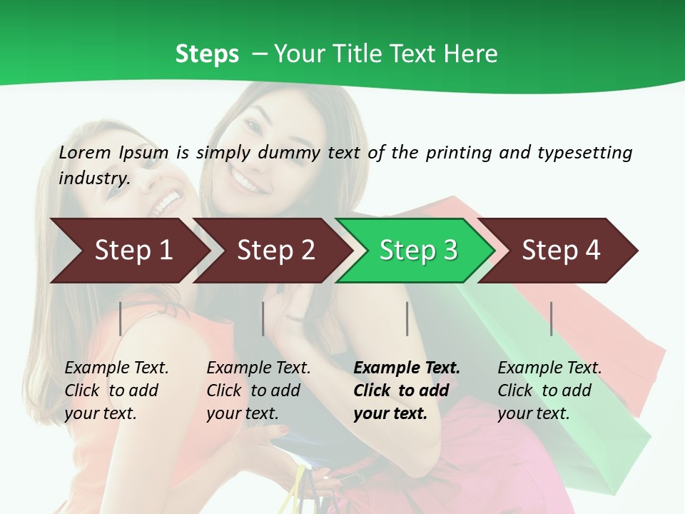 Two Beautiful Young Women Carrying Shopping Bags Powerpoint Template PowerPoint Template