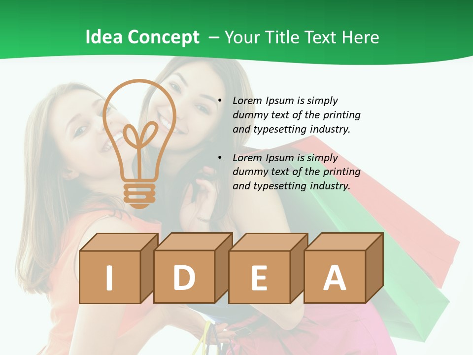 Two Beautiful Young Women Carrying Shopping Bags Powerpoint Template PowerPoint Template