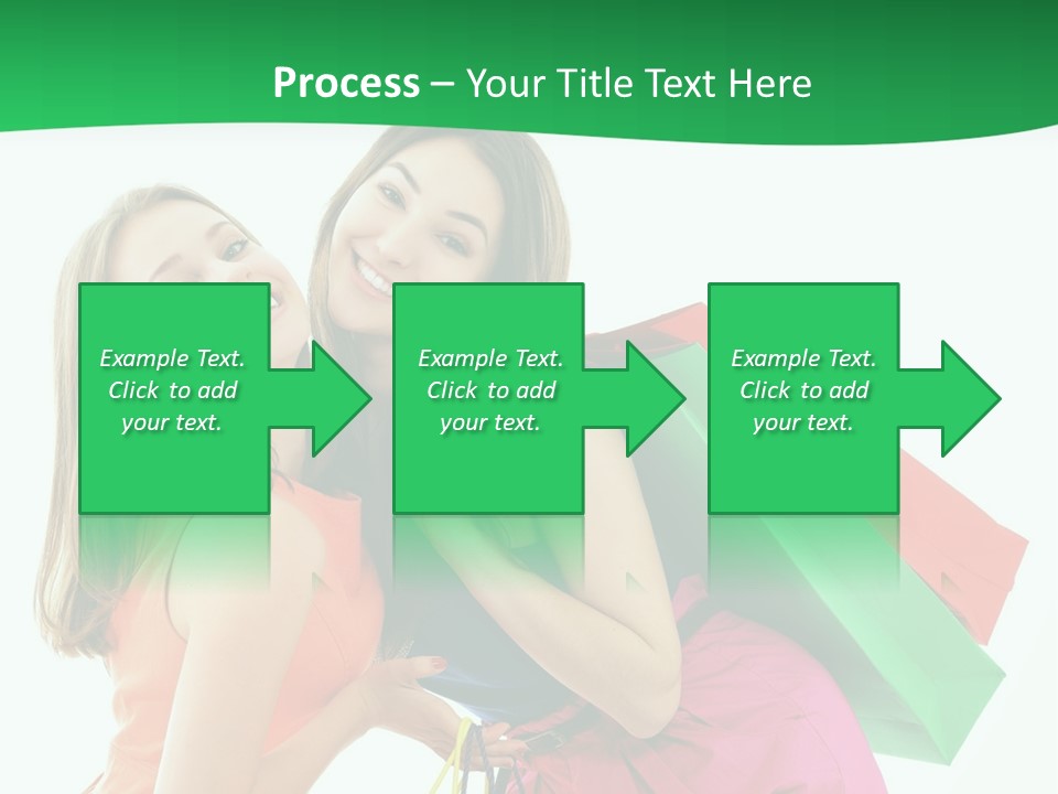 Two Beautiful Young Women Carrying Shopping Bags Powerpoint Template PowerPoint Template