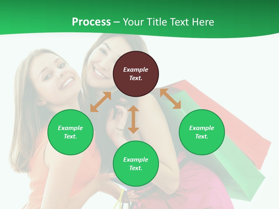 Two Beautiful Young Women Carrying Shopping Bags Powerpoint Template PowerPoint Template