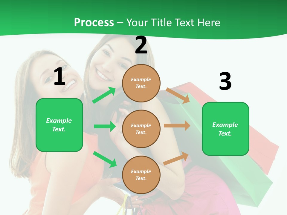Two Beautiful Young Women Carrying Shopping Bags Powerpoint Template PowerPoint Template