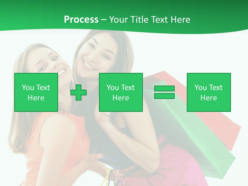Two Beautiful Young Women Carrying Shopping Bags Powerpoint Template PowerPoint Template
