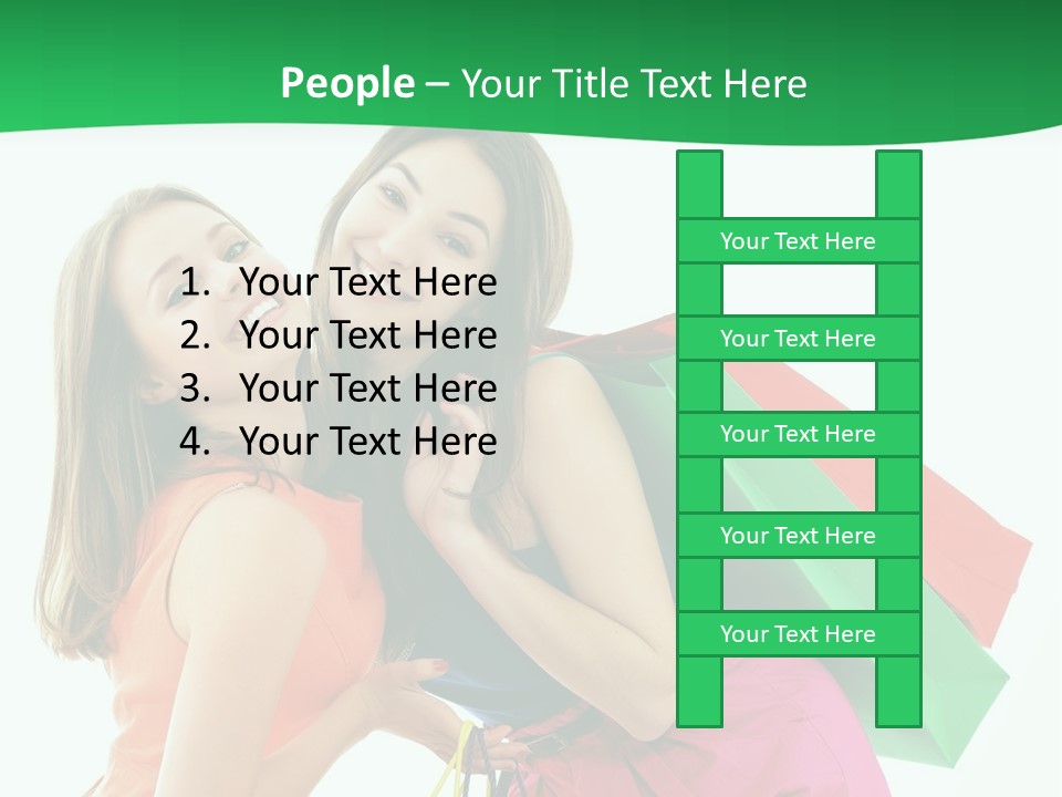Two Beautiful Young Women Carrying Shopping Bags Powerpoint Template PowerPoint Template